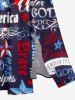 Patriotic American Flag Letter Print Split Pocket A Line Midi Dress - Bleu 6X