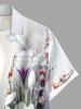 Flower Plant Branch Print Hawaii Button Pocket Shirt For Men - Blanc 5XL