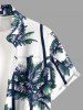 Plus Size Coconut Tree Print Hawaii Button Pocket Shirt For Men -  