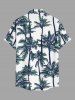 Plus Size Coconut Tree Print Hawaii Button Pocket Shirt For Men -  