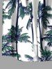 Plus Size Coconut Tree Print Hawaii Button Pocket Shirt For Men -  