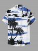 Coconut Tree Sea Print Hawaii Button Pocket Shirt For Men - Bleu 4XL