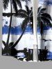 Coconut Tree Sea Print Hawaii Button Pocket Shirt For Men - Bleu 4XL