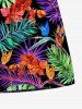 Tropical Leaf Flower Print Hawaii Drawstring Beach Shorts For Men - Noir 5XL