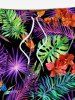 Tropical Leaf Flower Print Hawaii Drawstring Beach Shorts For Men - Noir 5XL