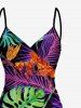Tropical Leaf Flower Print Hawaii Convertible Beach Cover Up -  