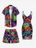 Tropical Leaf Flower Print Hawaii Convertible Beach Cover Up -  