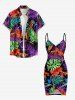 Tropical Leaf Flower Print Hawaii Convertible Beach Cover Up -  