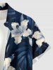 Hibiscus Flower Leaf Print Buttons Pocket Hawaii Shirt For Men -  