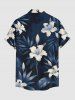 Hibiscus Flower Leaf Print Buttons Pocket Hawaii Shirt For Men -  