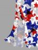 Patriotic American Flag Stars Print Ruffles Split Surplice Dress -  