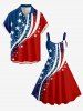 Patriotic American Flag Colorblock Print Tank Dress -  
