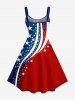 Patriotic American Flag Colorblock Print Tank Dress -  