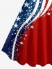 Patriotic American Flag Colorblock Print Tank Dress -  