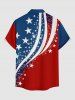 Patriotic American Flag Colorblock Print Buttons Pocket Shirt For Men -  
