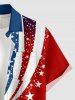 Patriotic American Flag Colorblock Print Buttons Pocket Shirt For Men -  