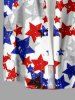 Patriotic American Flag Stars Print Buttons Pocket Shirt For Men -  