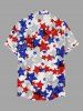 Patriotic American Flag Stars Print Buttons Pocket Shirt For Men -  