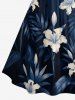 Hibiscus Flower Leaf Print Ruched Lattice Crisscross Straps Hawaii Dress -  