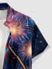 Patriotic American Flag Fireworks Oil Painting Print Buttons Pocket Shirt For Men -  