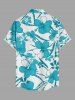 Hibiscus Flowers Leaf Print Buttons Pocket Hawaii Shirt For Men -  
