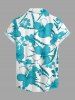 Women Hibiscus Flowers Tropical Leaf Print Buttons Pocket Hawaii Shirt -  