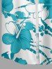 Women Hibiscus Flowers Tropical Leaf Print Buttons Pocket Hawaii Shirt -  