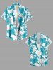 Women Hibiscus Flowers Tropical Leaf Print Buttons Pocket Hawaii Shirt -  