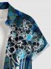 Plus Size Hibiscus Flowers Leaf Print Buttons Pocket Hawaii Shirt For Men -  