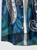 Plus Size Hibiscus Flowers Leaf Print Buttons Pocket Hawaii Shirt For Men -  