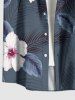 Plus Size Hibiscus Flowers Tropical Leaf Print Buttons Pocket Hawaii Shirt For Men -  