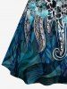 Plus Size Hibiscus Flowers Leaf Print Ruched Lattice Crisscross Straps Hawaii Dress -  
