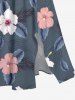Plus Size Hibiscus Flowers Tropical Leaf Print Split Hawaii Midi Dress -  