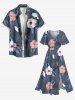 Plus Size Hibiscus Flowers Tropical Leaf Print Split Hawaii Midi Dress -  