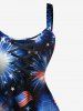 Plus Size Patriotic American Flag Fireworks Print Tank Dress -  