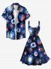 Plus Size Patriotic American Flag Fireworks Print Tank Dress - Bleu profond 4X