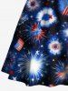 Plus Size Patriotic American Flag Fireworks Print Tank Dress - Bleu profond 4X
