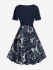 Plus Size Paisley Floral Lace 3D Print Hawaii Vintage Dress -  