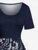 Plus Size Paisley Floral Lace 3D Print Hawaii Vintage Dress -  
