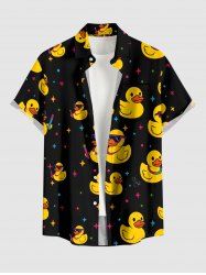 Plus Size Ducks Colorful Star Print Buttons Pocket Hawaii Shirt For Men -  