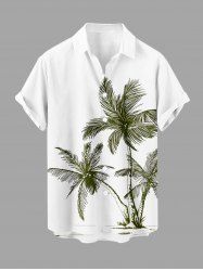 Coconut Tree Print Hawaii Button Pocket Shirt For Men -  M