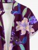 Flower Leaf Print Shirt Swimsuit Matching Hawaii Beach Outfit For Couples -  