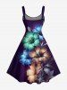 Glitter Hibiscus Flower Print Plus Size Matching Hawaii Beach Outfit For Couples -  
