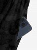Flower Leaf Print Hawaii Wide Leg Jumpsuit - Noir S