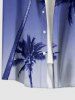 Plus Size Coconut Tree Ombre Sky Print Hawaii Button Pocket Shirt For Men -  