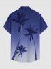 Plus Size Coconut Tree Ombre Sky Print Hawaii Button Pocket Shirt For Men -  