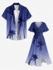 Coconut Tree Ombre Sky Print Hawaii Split Pocket A Line Midi Dress - Bleu S