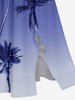 Coconut Tree Ombre Sky Print Hawaii Split Pocket A Line Midi Dress - Bleu S