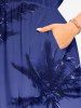 Coconut Tree Ombre Sky Print Hawaii Split Pocket A Line Midi Dress - Bleu S