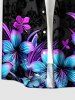 Plus Size Flower Leaf Print Hawaii Button Pocket Shirt For Men -  